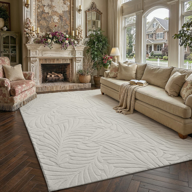 Tapis blanc GOVA, Rectangle 8 pi x 10 pi
