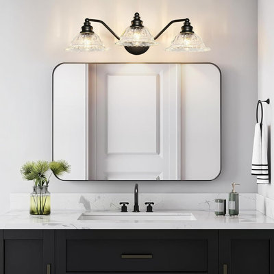 Luminaires de salle de bain 3 lumières modernes, lumières de meuble-lavabo noires