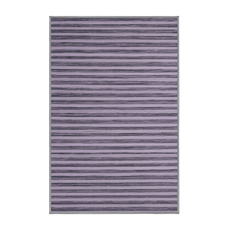 Machine Washable Horizontal Stripes Purple Area Rug, Rectangle 2' x 3'