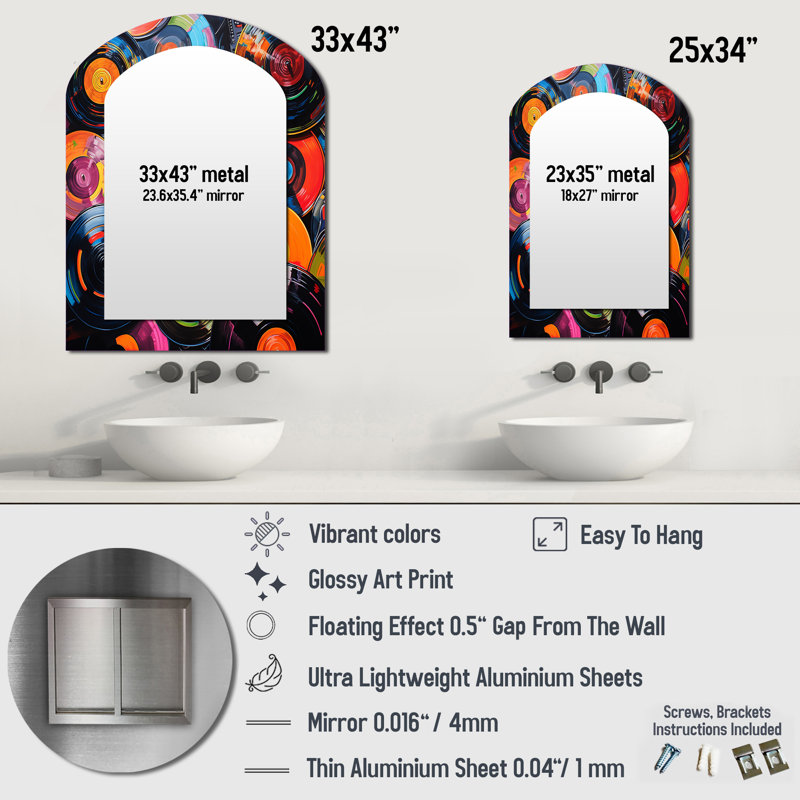 Madiun Colorful Vinyle Melody II - Disque vinyle, miroir asymétrique, 34 po x 25 po