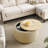 Round Storage Ottoman, 2 in 1 Function, Work as End table and Ottoman-1403322077