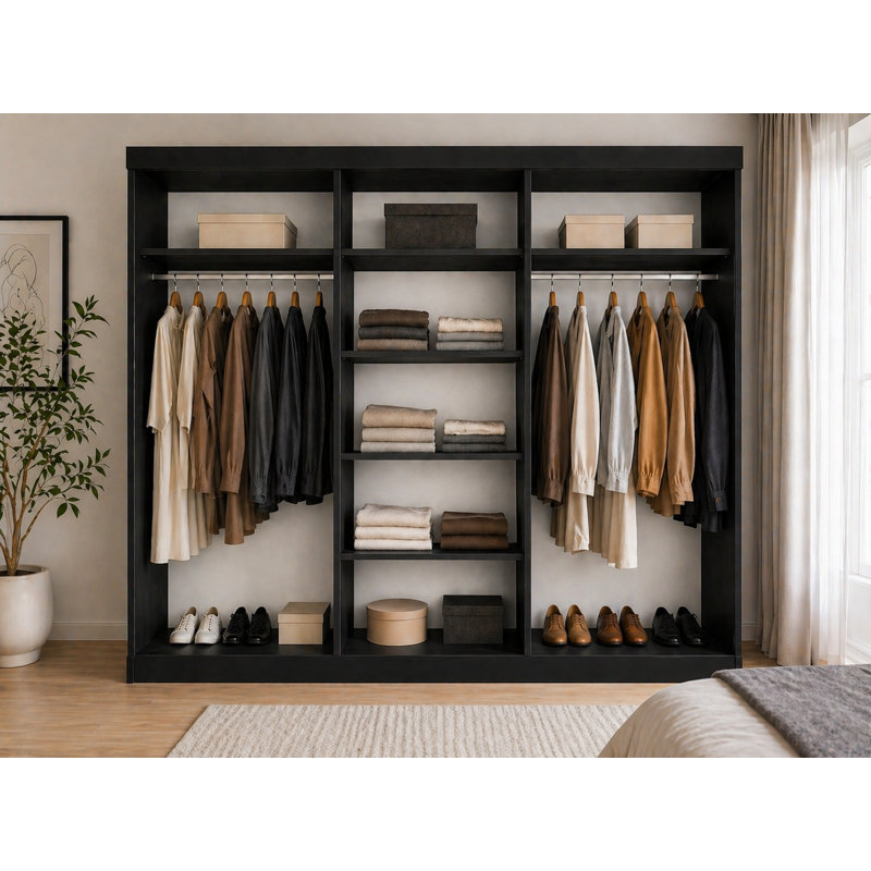 Annelijn 3 Door Wardrobe, 205cm H x 250cm W x 60cm D, Dark Brown