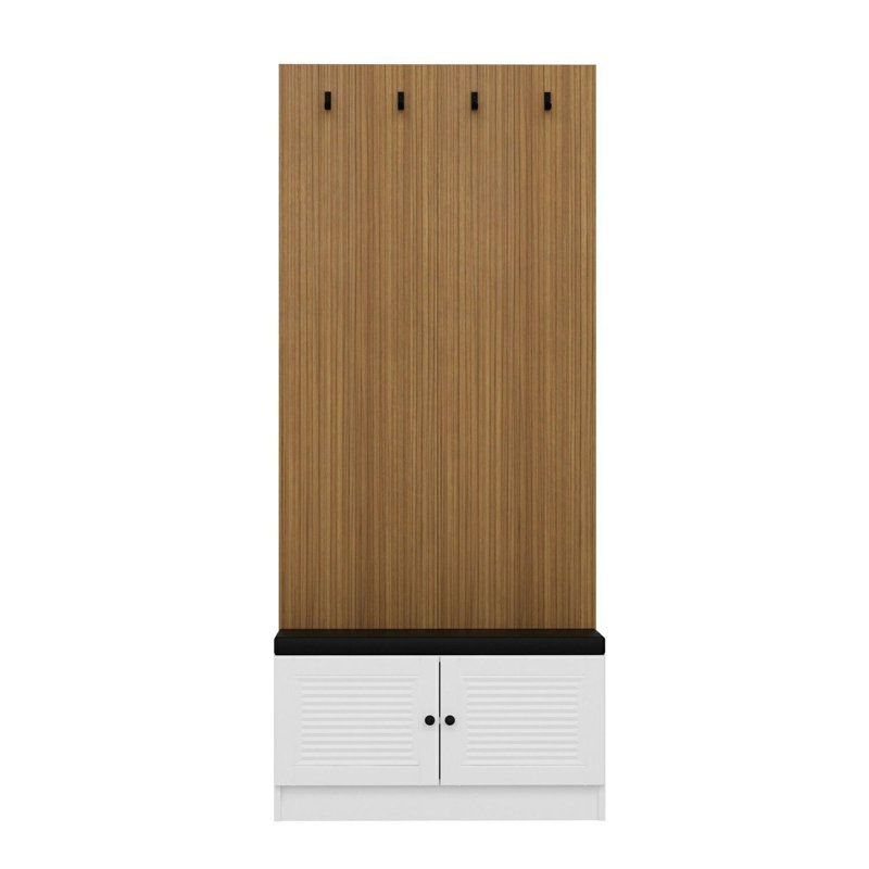 Modern Hall Stand, White, 35.4 x 82.7 x 13.8 inches | 100% Melamine Coated Particle Board, Thickness: 0.7 inches | Sleek Design for Entryway Organization, Durable & Stylish Storage Solution