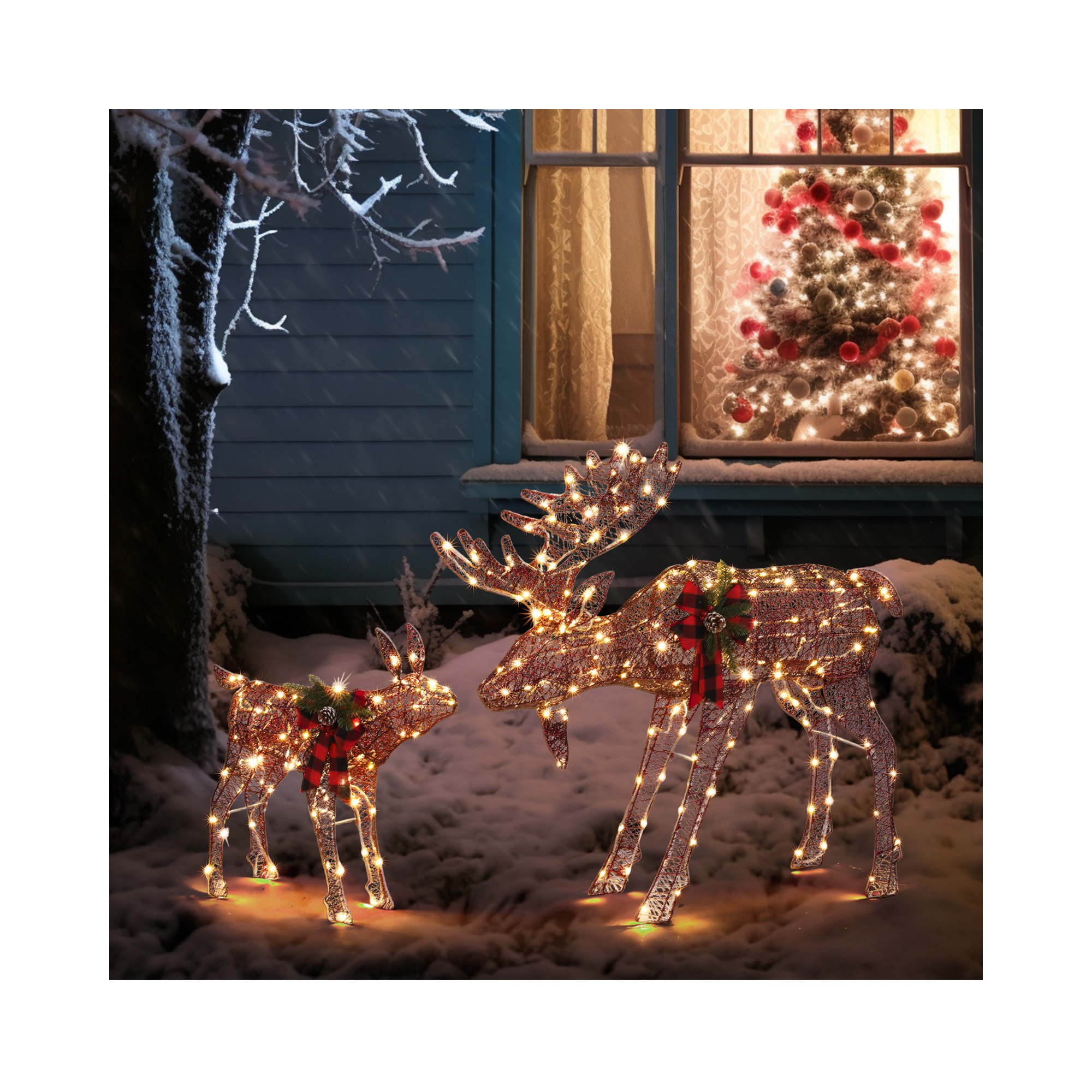 Jalyrica Moose Family Lighted Display Set Christmas Decoration, Brown