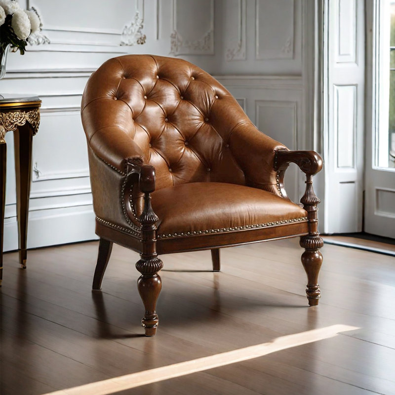 Chaise de réception simple American Luxury, Similicuir brun