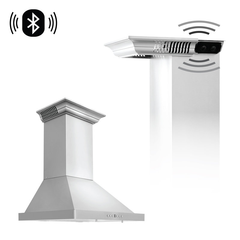 24" Crown Sound 400 CFM Ducted Wall Mount Range Hood with Wi-Fi, Stainless Steel