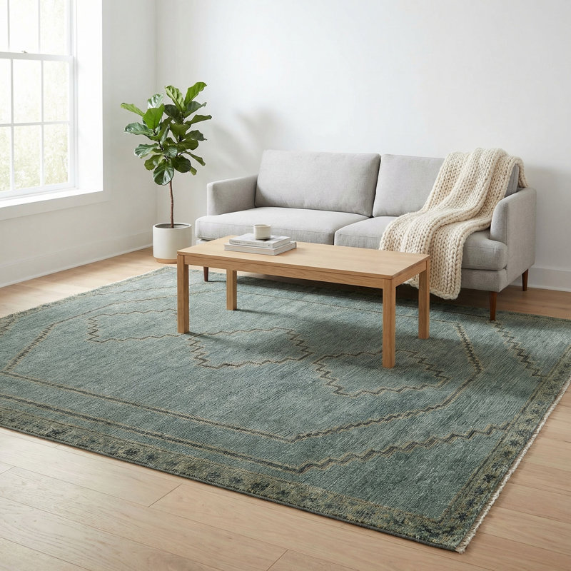 Jaipur Living Paphos CYP01 Handknotted Medallion Blue and Tan Area Rug (9'x12'), Rectangle 10' x 14'
