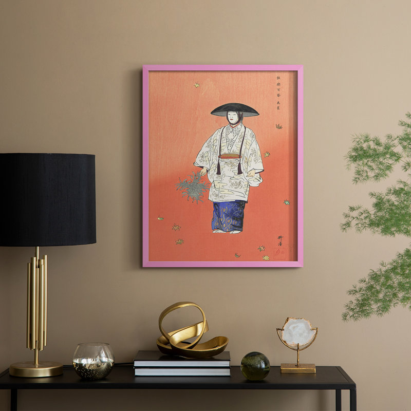 Impression encadrée VintageJapan VI - bois massif, Rose, H 11 po x l 9 po