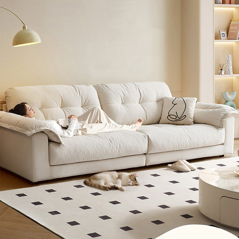 Canapé modulaire moderne en velours blanc crème, 4, H 33,86 po x l 112,60 po x P 41,73 po