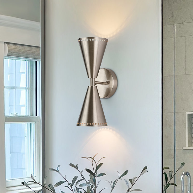 Applique murale 2 lumières en forme de sablier étoilé, Nickel
