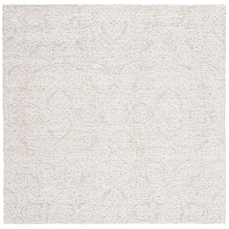 Metcalfe Handmade Tufted Wool Natural/Ivory Area Rug, Square 6'