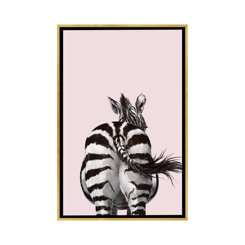 Art à bout zèbre, H 40 po x l 26 po x P 1,5 po, Toile encadrée d'or