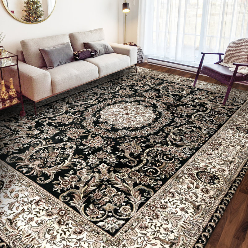 Tapis rectangulaire en laine noué à la main