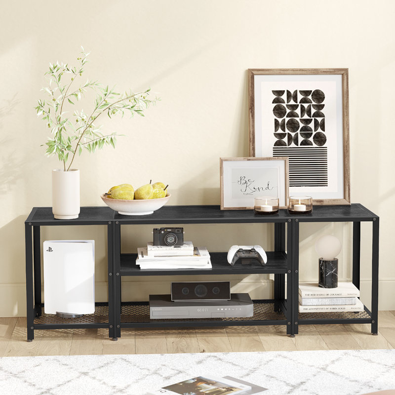 Meuble télé pour téléviseur Ferdinandine, H 19,7 po x l 57,9 po x P 15,7 po, Gris anthracite / noir encre