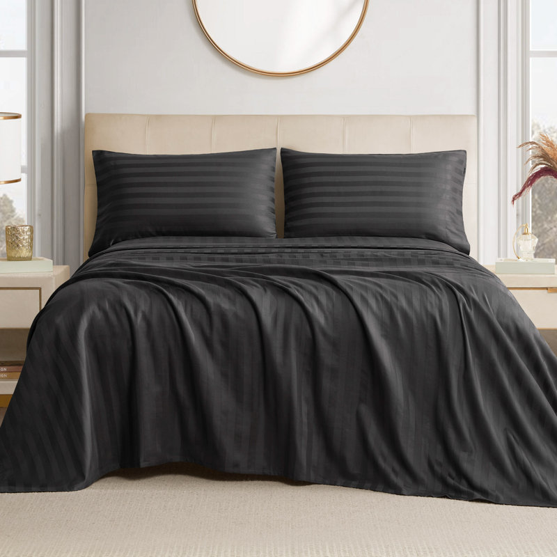 The Sheet Lab Regal Dreams Sheet Sets, Black, Full Sheet Set with 2 Pillowcases