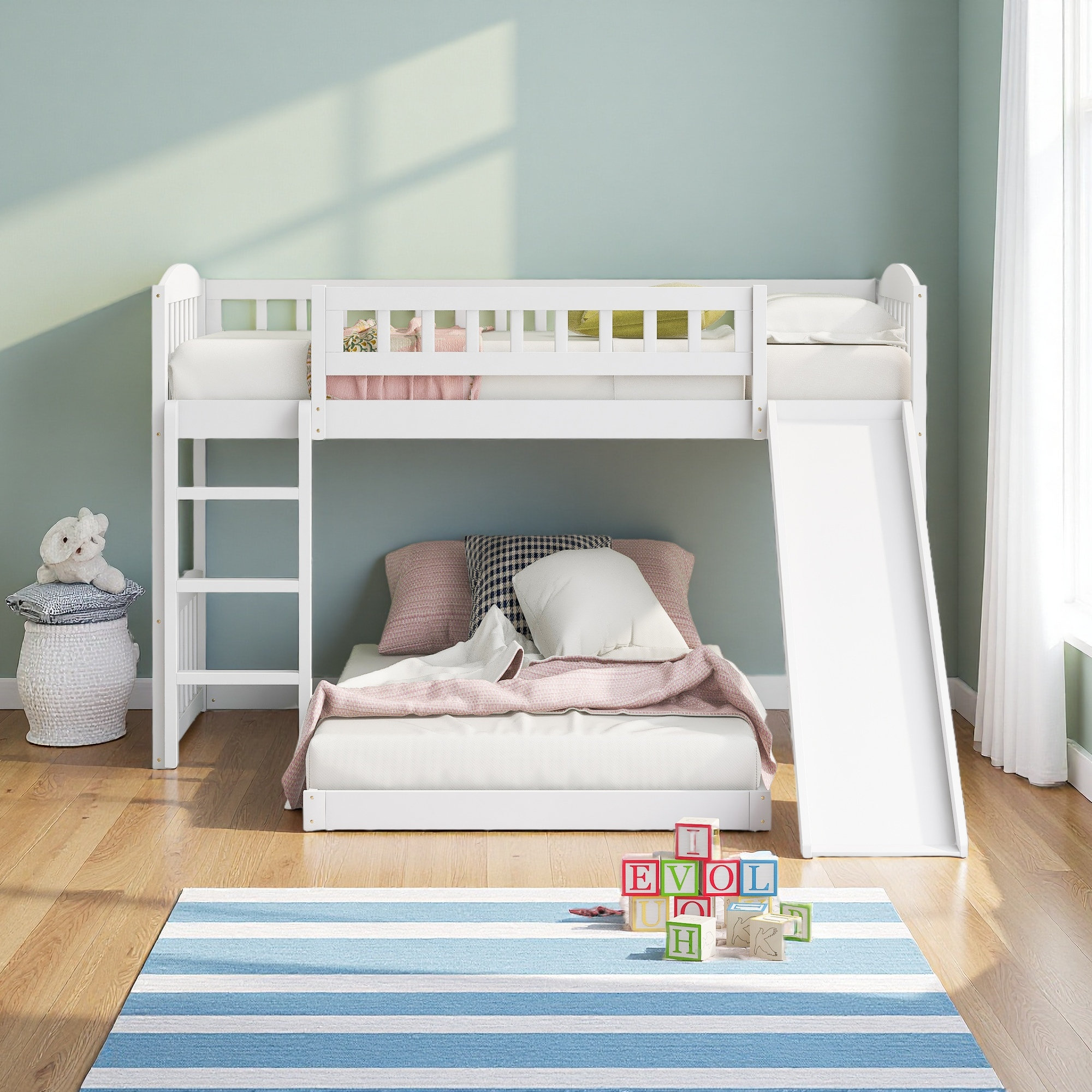 Harriet Bee Twin Over Twin Bunk Bed With Slide And Ladder - Wayfair Canada