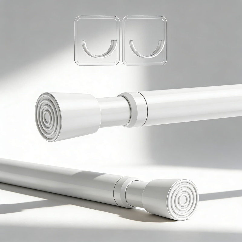 Tringle à rideau à tension sans ressort, tringle de douche extensible réglable pour fenêtres, portes et douches, blanc