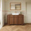 Meuble-lavabo autoportant moderne en noyer de 122 cm avec lavabo rectangulaire en céramique-1882120184