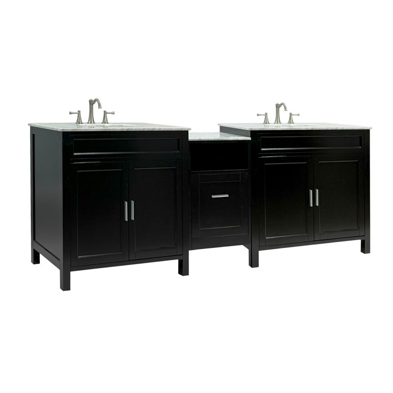 Meuble-lavabo double 90 po - Finition noire, Noir