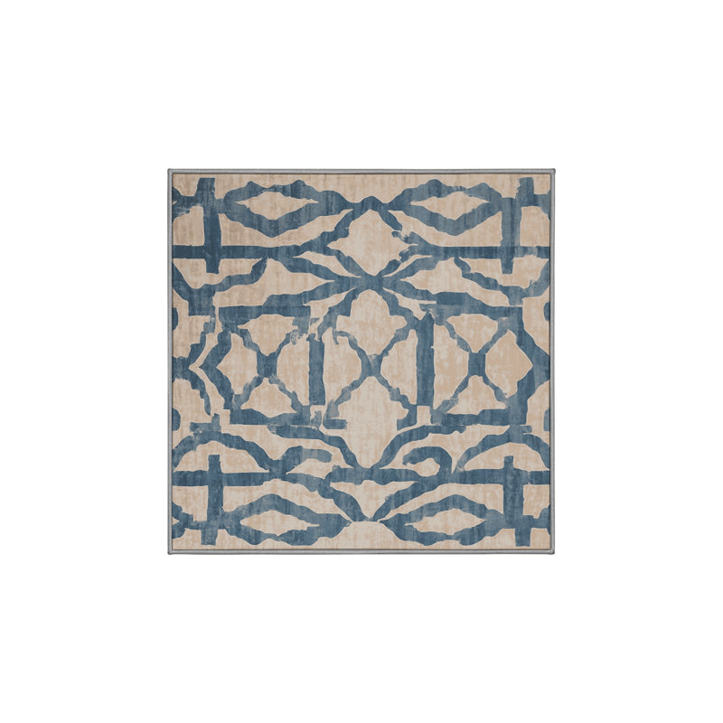 Machine Washable Gray Area Rug, Square 5'