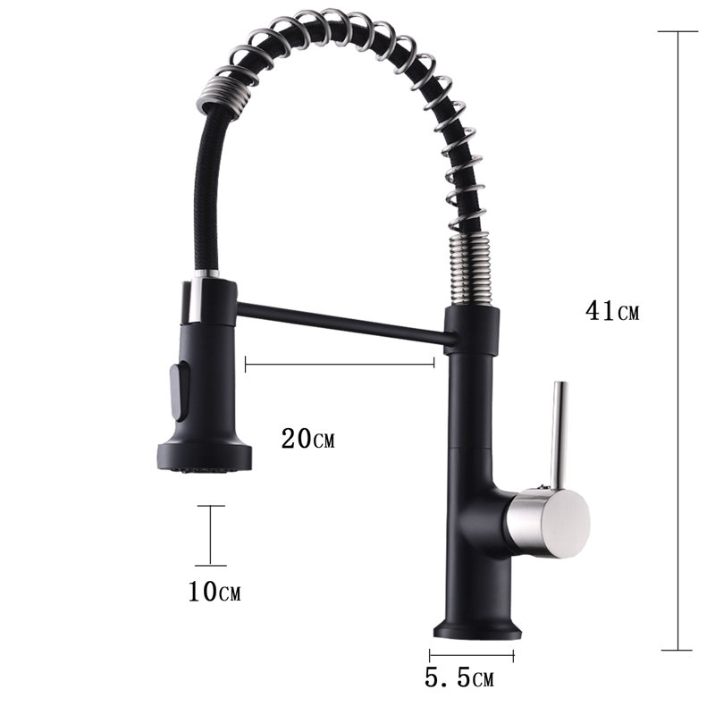 GAWEZA Pull Down Kitchen Faucet, Black/Silver