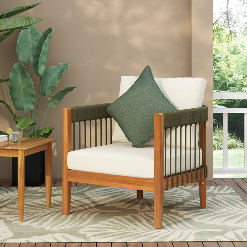 Chaise d'extérieur en bois d'acacia de qualité supérieure avec corde tissée à la main et conception ergonomique pour un confort et une durabilité toutes saisons