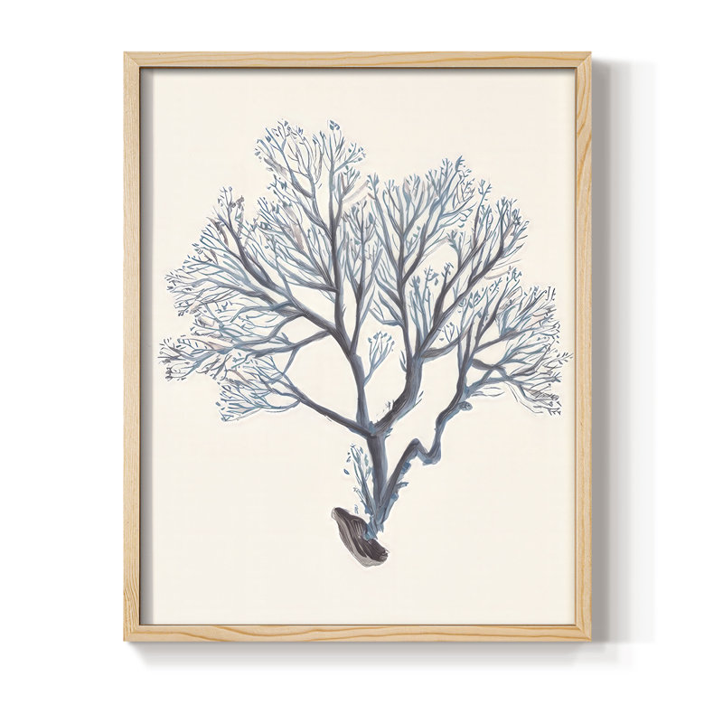 Reproduction encadrée Indigo Reef III - bois massif, Naturel, 11" H x 9" W