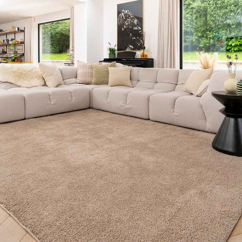 Solid Colour Machine Tufted Shag Area Rug, 160cm x 230cm