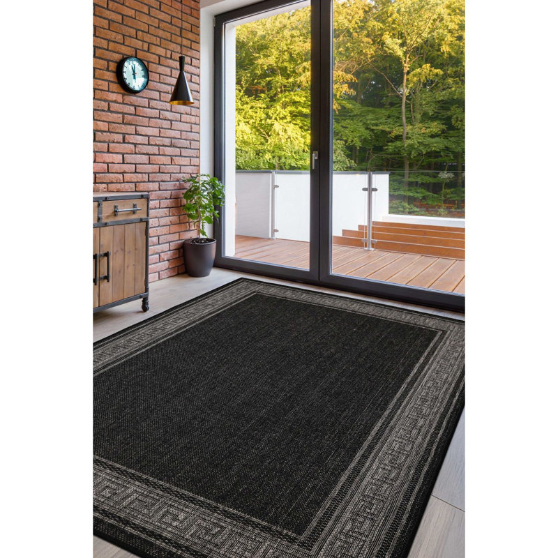 GEL GREEK KEY BLACK 60/230cm, Rectangle 120 x 160 cm