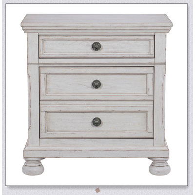 Transitional Wire-Brushed Finish Nightstand with Hidden Drawer, Perfect for Rustic and Modern Bedrooms.