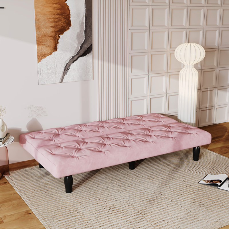 Lit en velours rose avec profondeur de 66 pouces, cadre, 3 positions réglables, rembourrage en mousse à haute élasticité, s'adapte à tous les lits décoratifs, engrenages pour passer, conception, soutien, coussins de siège relaxants
