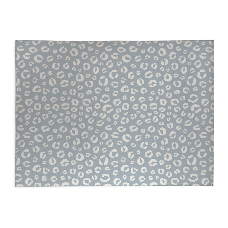 Tapis de cuisine anti-dérapant Leopard Play, Rectangle 5 pi x 7 pi, Bleu ardoise