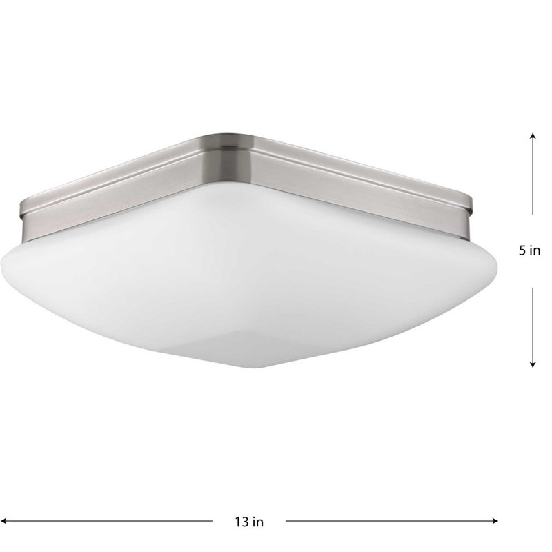 Plafonnier encastré rectangulaire simple 13 po 3 lumières Nason, Nickel brossé