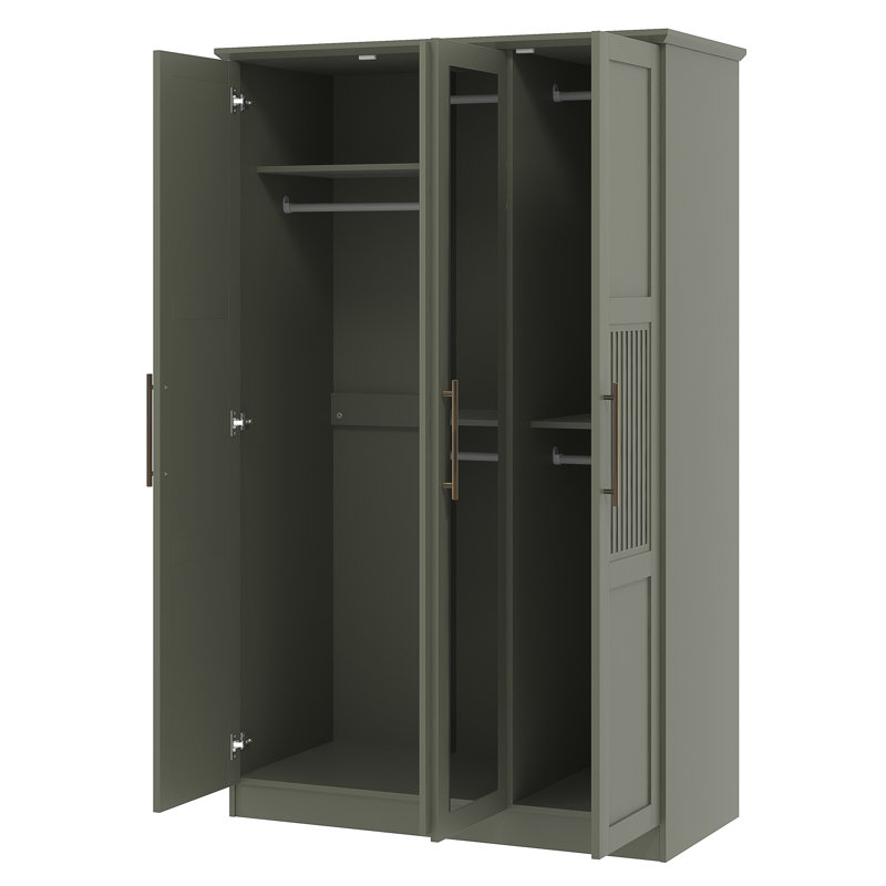 Darry 3 Door Wardrobe with Mirror, Kale Green