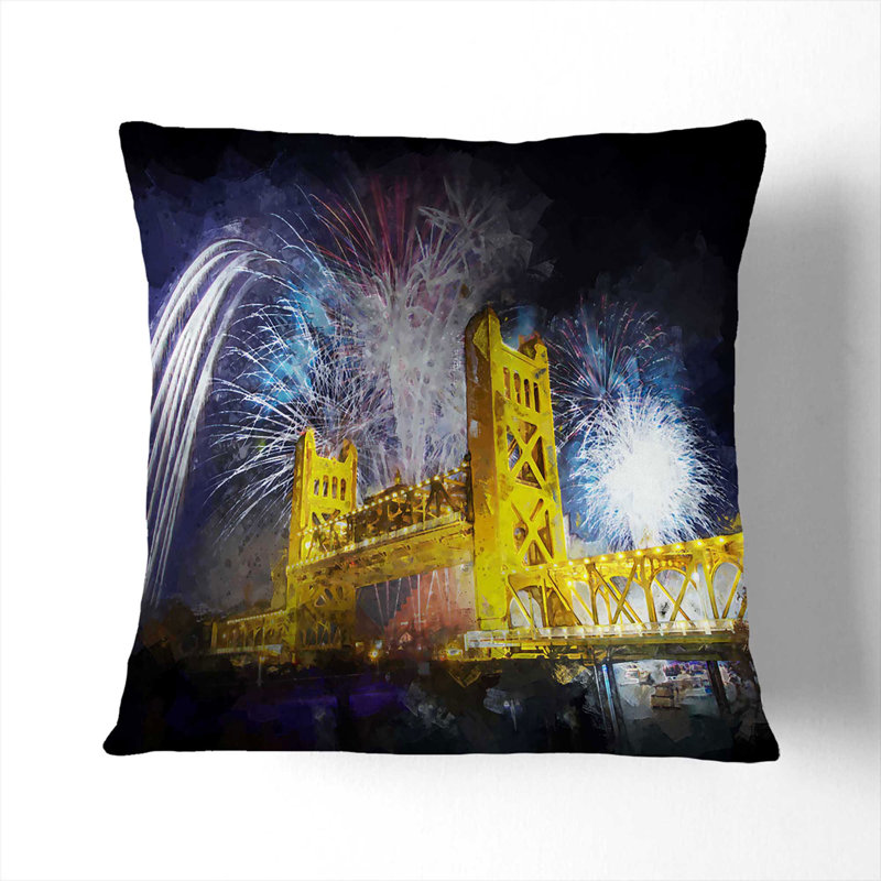 Tower Bridge in Sacramento Cushion with Filling, 55cm H x 55cm W x 20cm D, Stone
