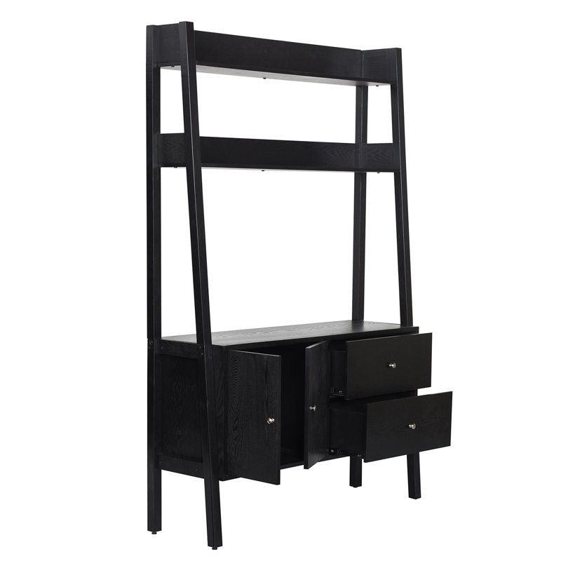 Scandia Leaning Console - Upper Shelves - Black Ash Veneer Finish
