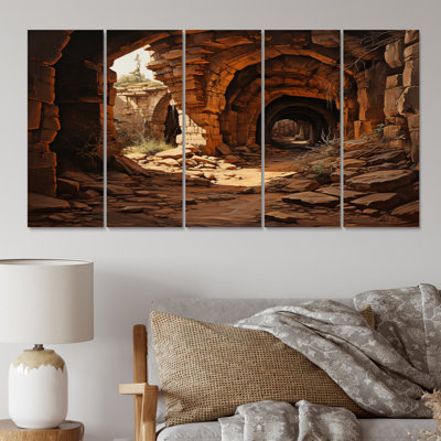 Beige Tunnel Rustic Gateway II - reproduction d'art sur toile Tunnels - 5 panneaux égaux