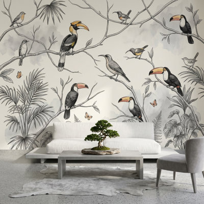 Papier peint oiseaux tropicaux, oiseaux exotiques, oiseaux de la jungle