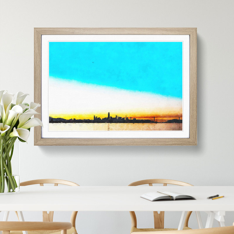 View of San Francisco in California - Picture Frame Painting Print, 62cm H x 87cm W x 2cm D, Oak Framed