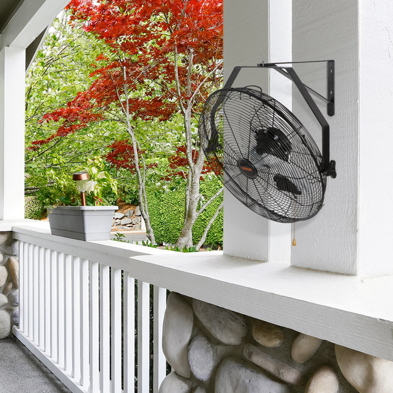 VEVOR 18'' Black Industrial Wall Mount Fan with Aluminum Blades