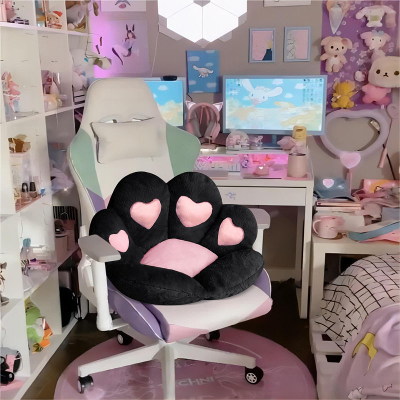 Coussin de patte de chat avec coussins de chaise Kawaii 31,4 po x 27,5 po Mignon Stuff