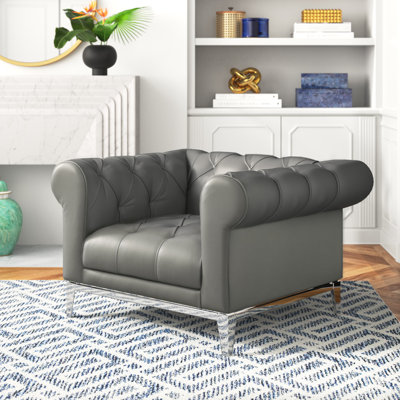 Idyll Tufted Button Upholstered Leather Chesterfield Armchair