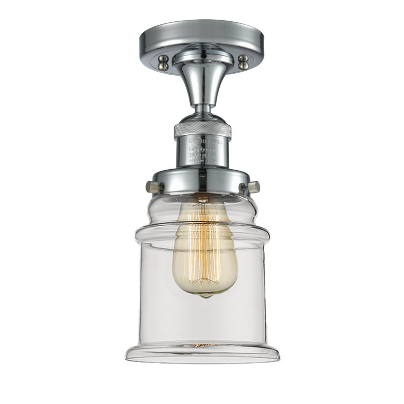 Plafonnier semi-encastré 1 lumière 6 po Galaviz, Chrome poli, Transparent