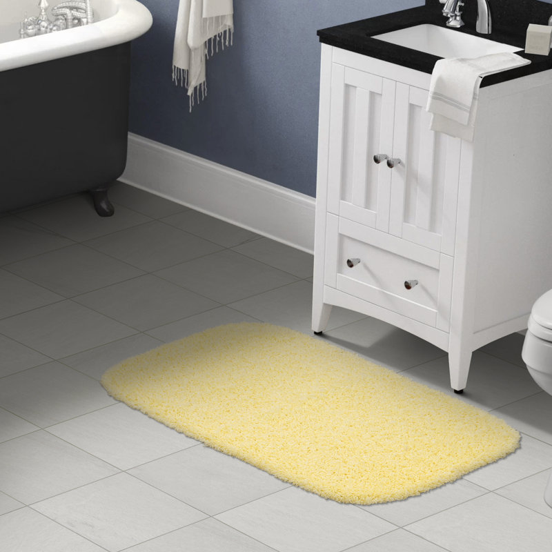 Frechette Nylon Bath Rug with Non-Slip Backing, Rubber Ducky Yellow, 24" W x 40" L