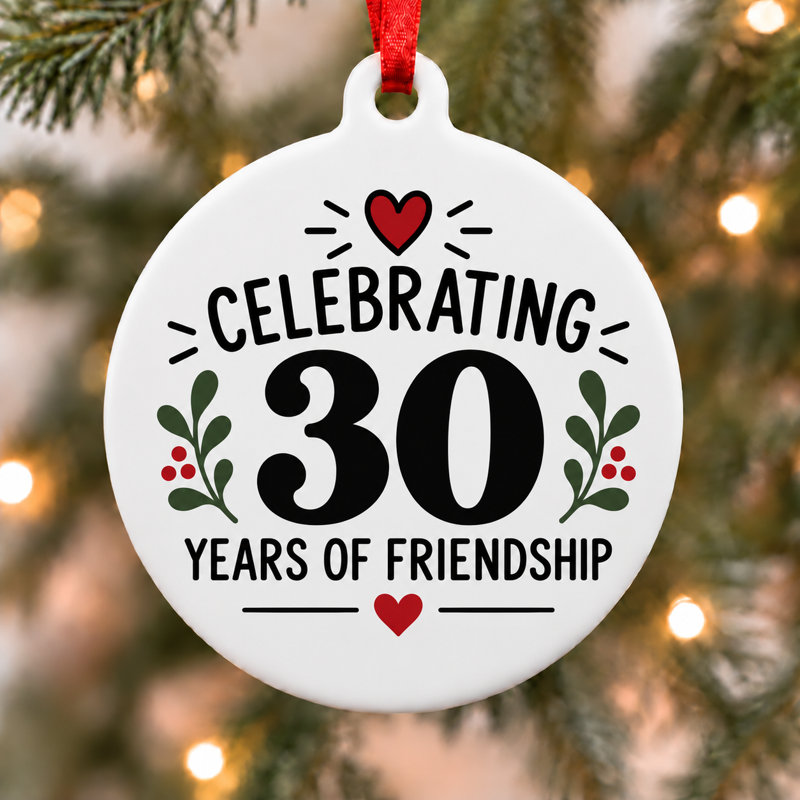 Ornement de Noël célébrant 30 ans d'amitié