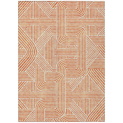 Tapis extérieur lavable abstrait orange et ivoire 3 pi x 5 pi