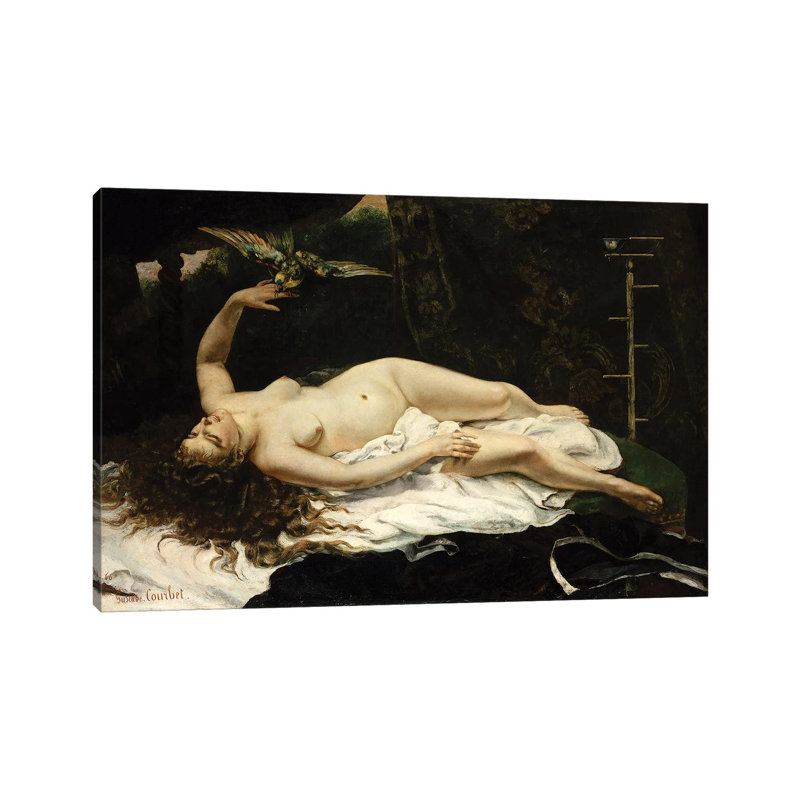 Woman With A Parrot, 1866 by Gustave Courbet - Wrapped Canvas Painting, 20.32cm H x 30.48cm W x 1.91cm D