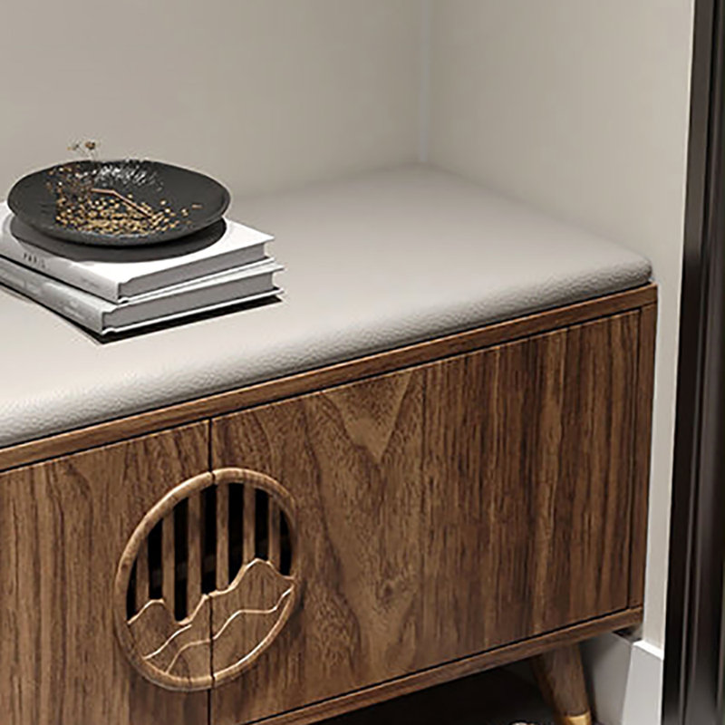 39.4in Multi-functional Shoe Storage Bench, Light Walnut