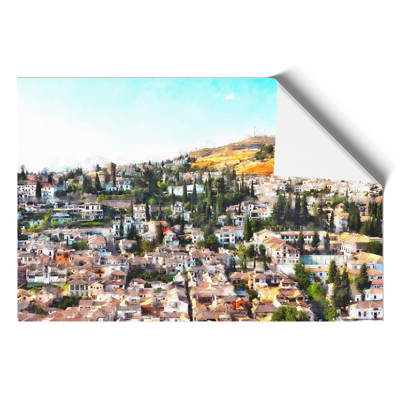Rooftops in Granada Spain Painting - Frameless Print, 21cm H x 30cm W x 0.1cm D