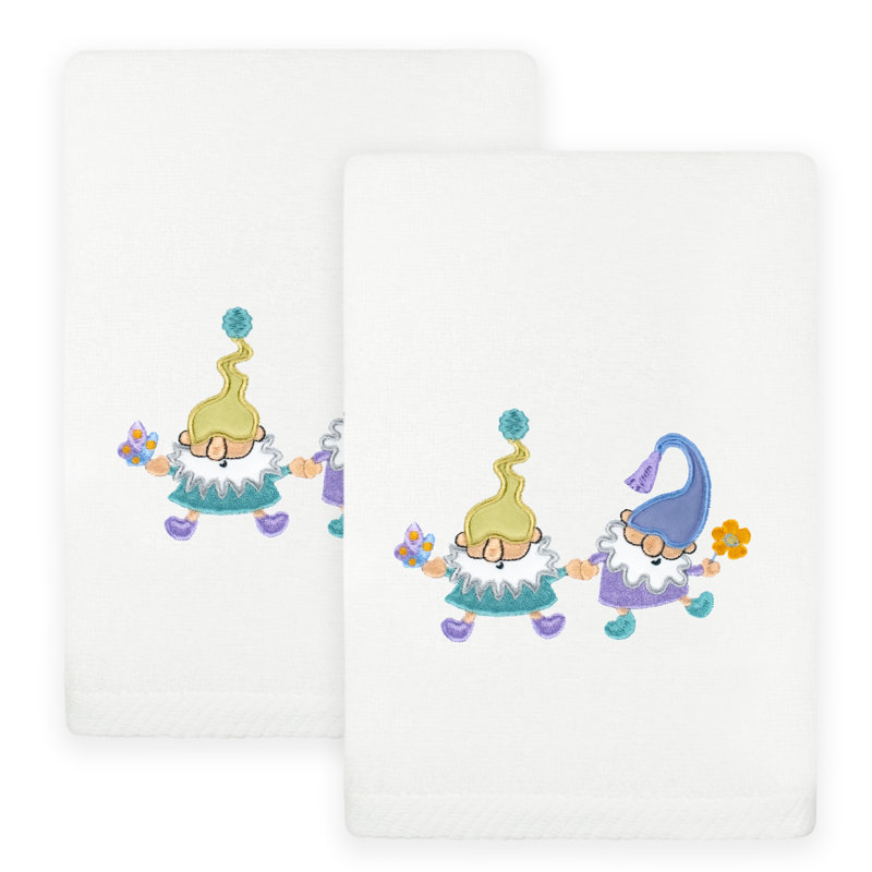  Spring Gnomes Turkish Cotton Hand Towel, White